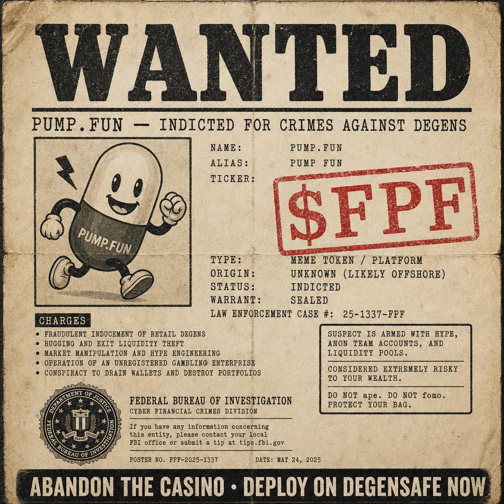 WANTED: PUMP.FUN — Abandon the casino, deploy on DegenSafe now